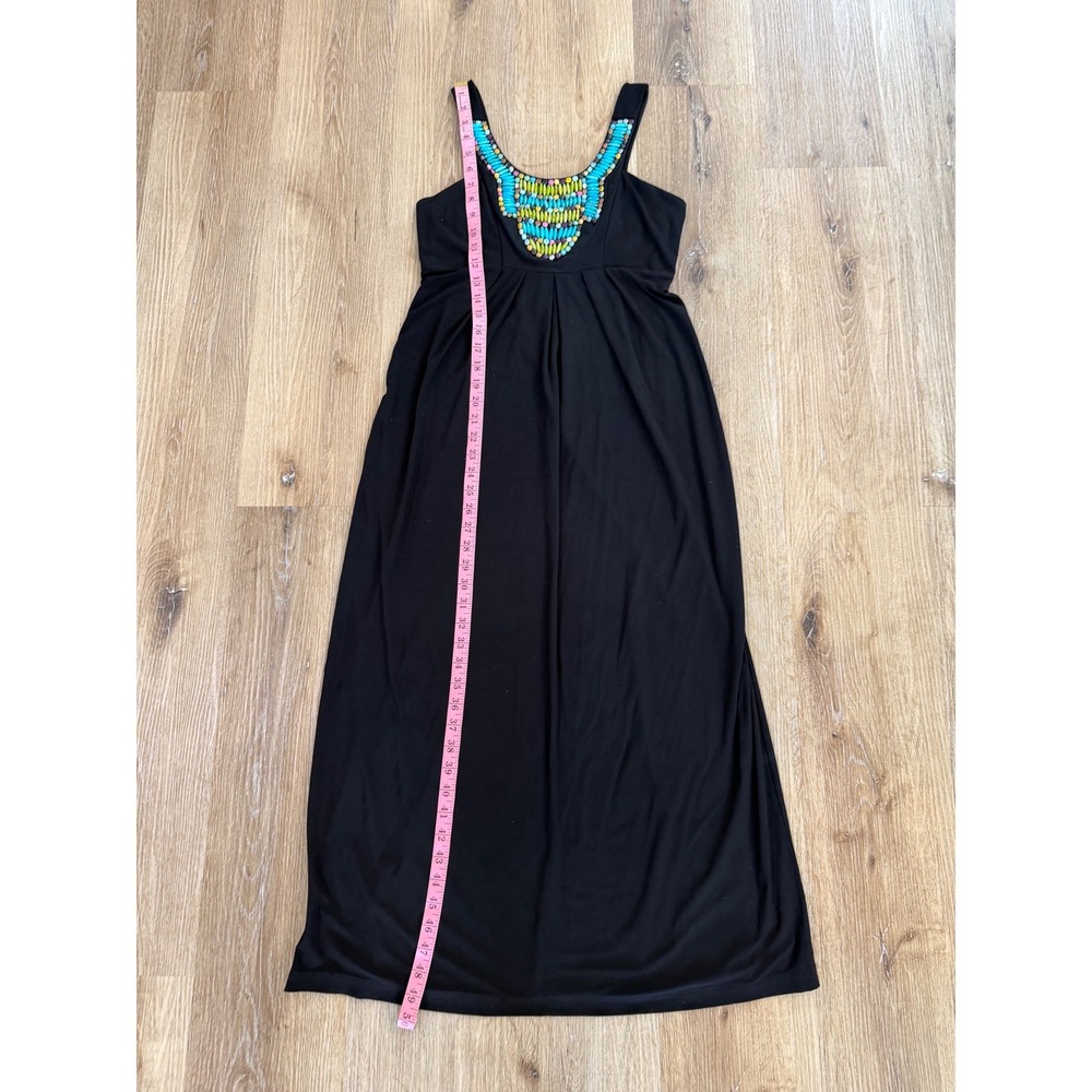 Cato Maxi Dress Women S Black‎ Beaded Bib Neckline Boho Sleeveless Jersey Gown - Picture 4 of 9